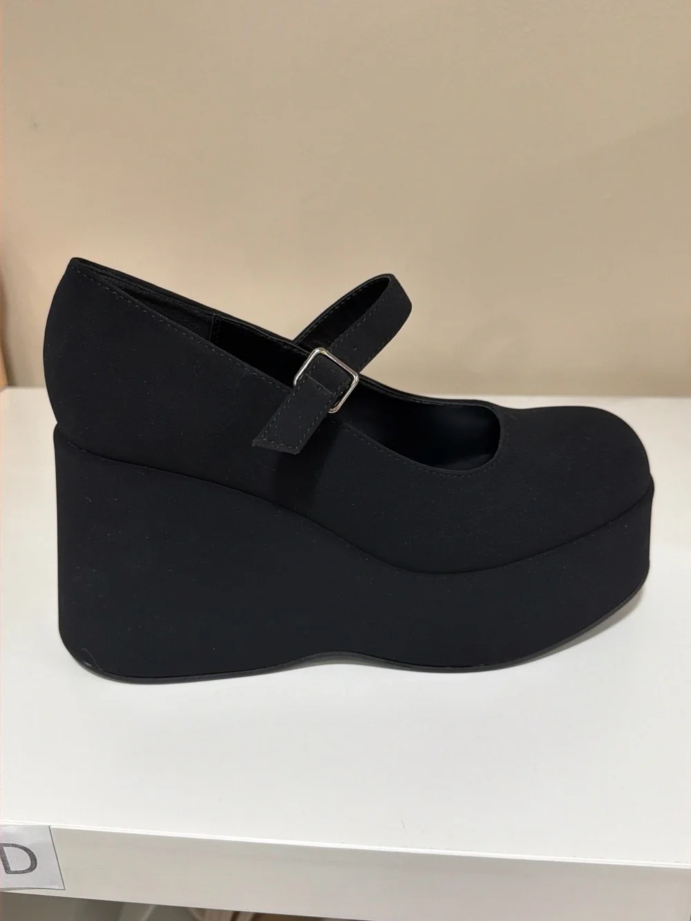 Platform Mary Jane Wedge Pump - Black
